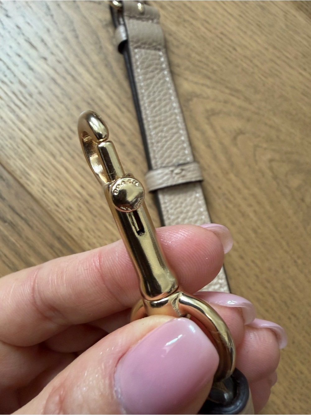 Coach Adjustable Purse Strap - Beige/Taupe & Gold - Like New - Picture 2 of 5